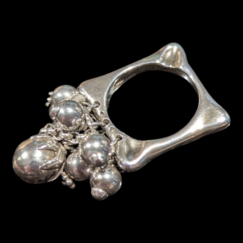 Elegant Silver Ring with Beaded Accents